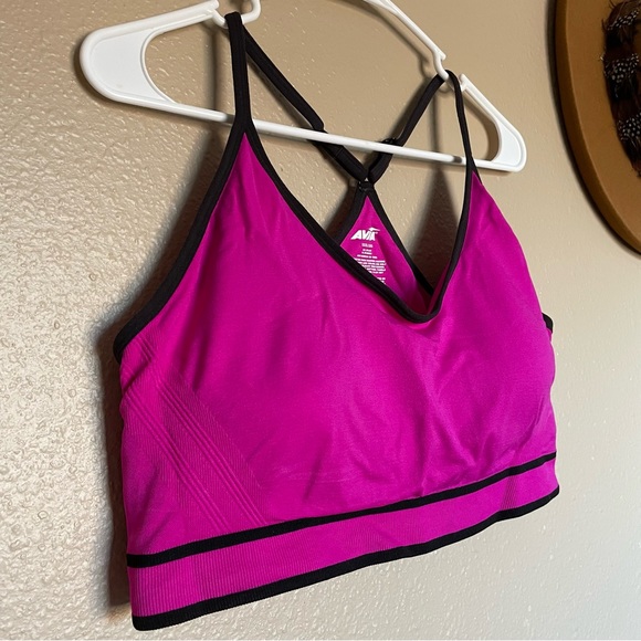 AVIA Women’s Active Criss Sports Bra - Plus Size - Pink & Black - Picture 2 of 7